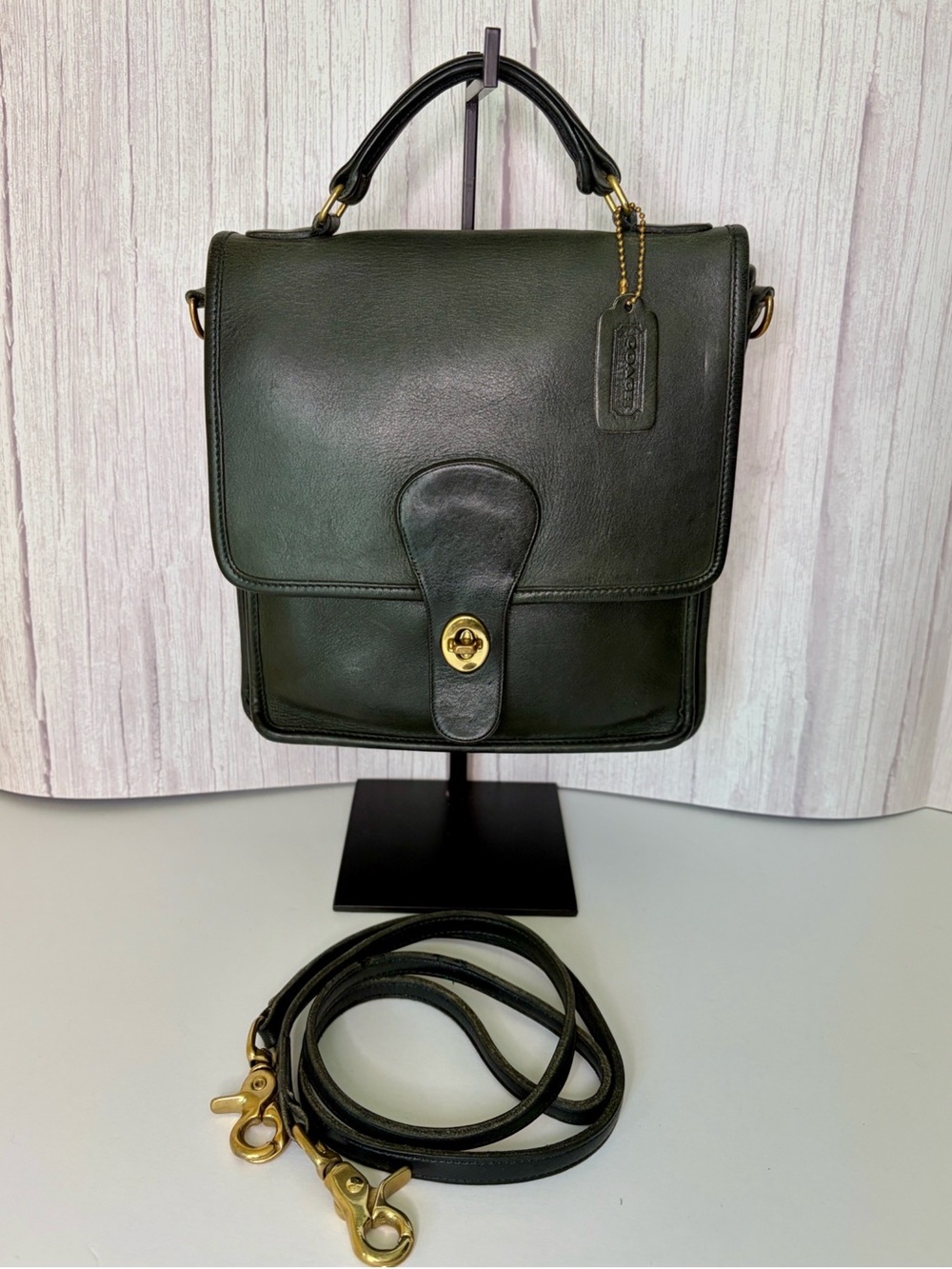 Vintage Coach green Station Bag #5130
